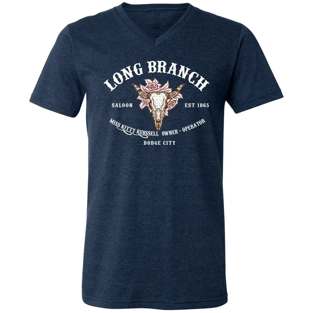 Unisex V-Neck T-Shirt - KRL1X7MH - Heather Navy - 15