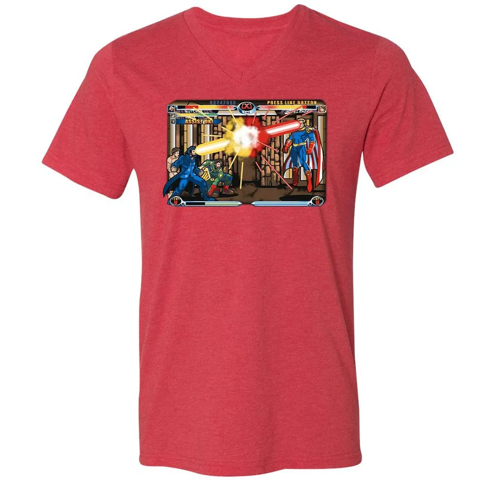 Unisex V-Neck T-Shirt - HQW6FF1K - Heather Red - 16