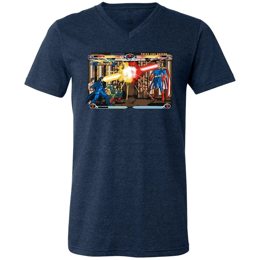 Unisex V-Neck T-Shirt - HQW6FF1K - Heather Navy - 15