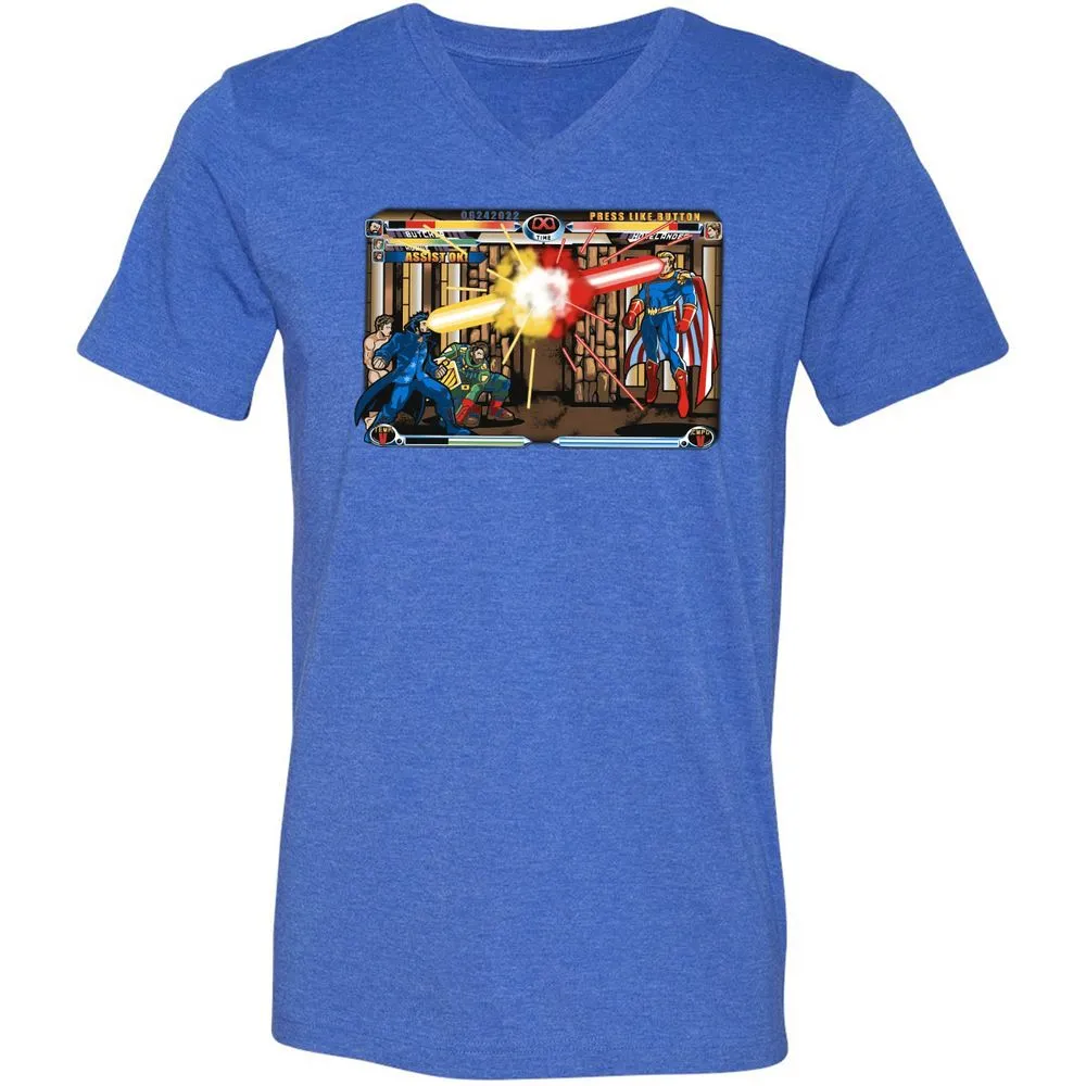 Unisex V-Neck T-Shirt - HQW6FF1K - Heather True Royal - 14