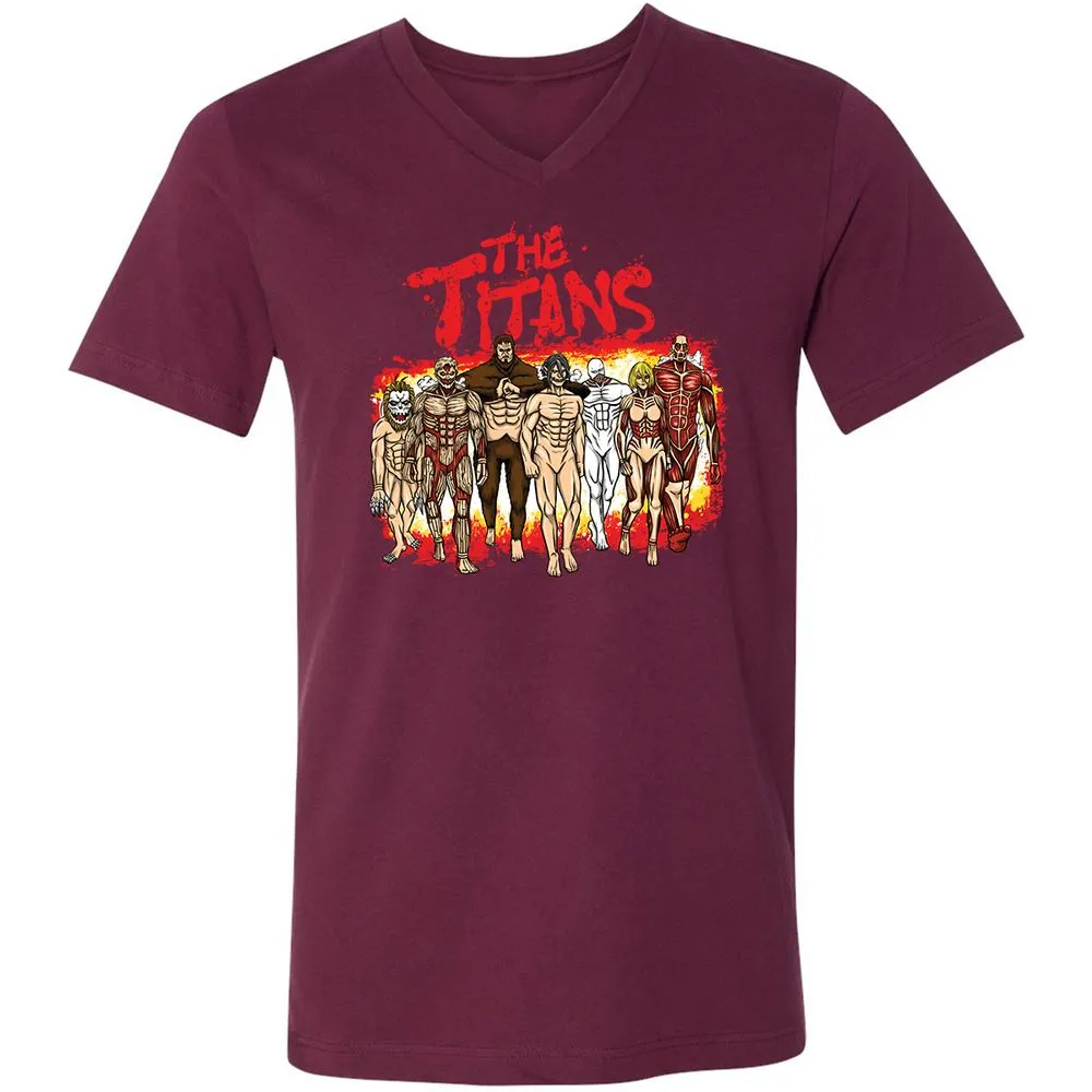 Unisex V-Neck T-Shirt - U3ZXK42X - Maroon - 6