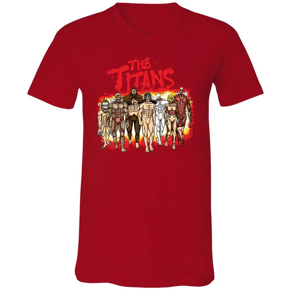 Unisex V-Neck T-Shirt - U3ZXK42X - Red - 3