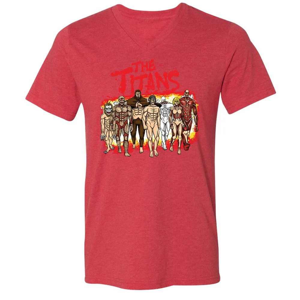 Unisex V-Neck T-Shirt - U3ZXK42X - Heather Red - 16