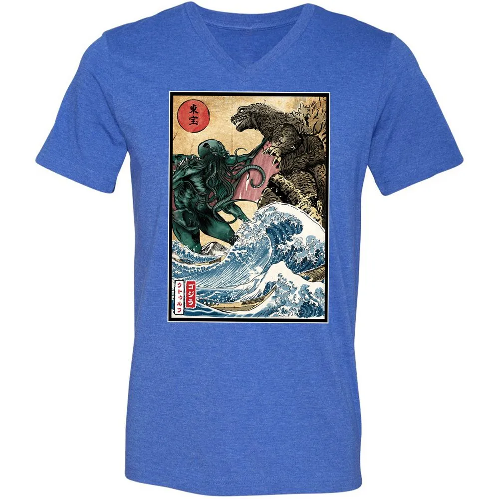Unisex V-Neck T-Shirt - F1AY3XDG - Heather True Royal - 14