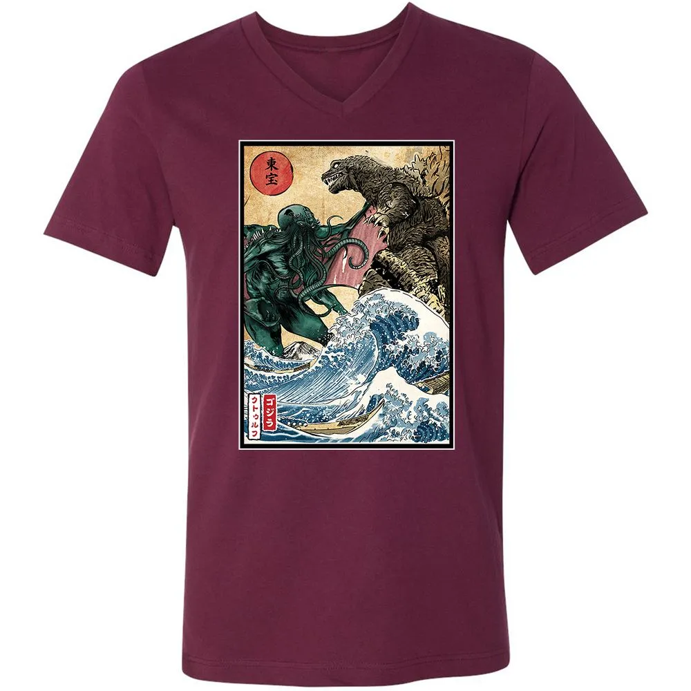 Unisex V-Neck T-Shirt - F1AY3XDG - Maroon - 6