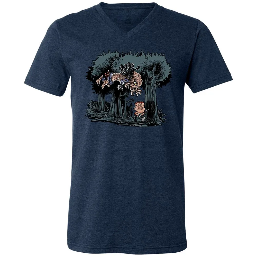 Unisex V-Neck T-Shirt - F4BRT1PJ - Heather Navy - 15