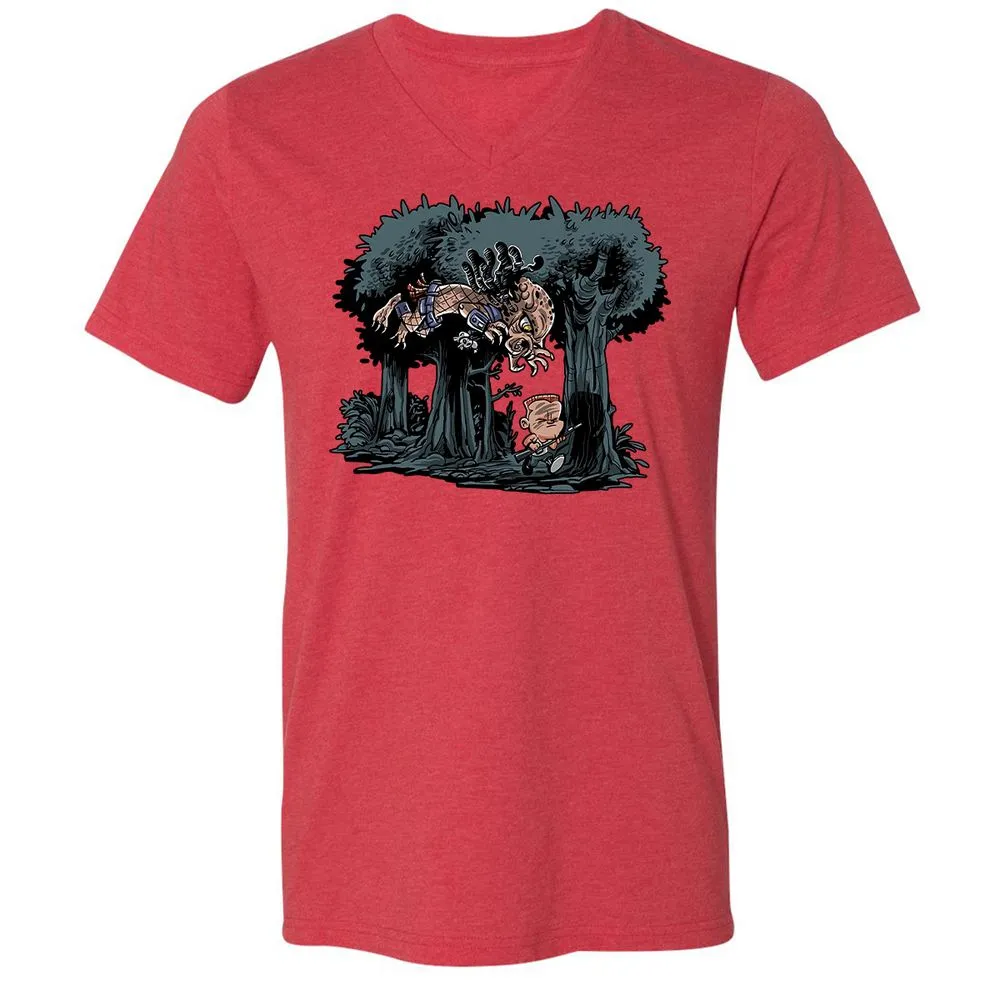 Unisex V-Neck T-Shirt - F4BRT1PJ - Heather Red - 16