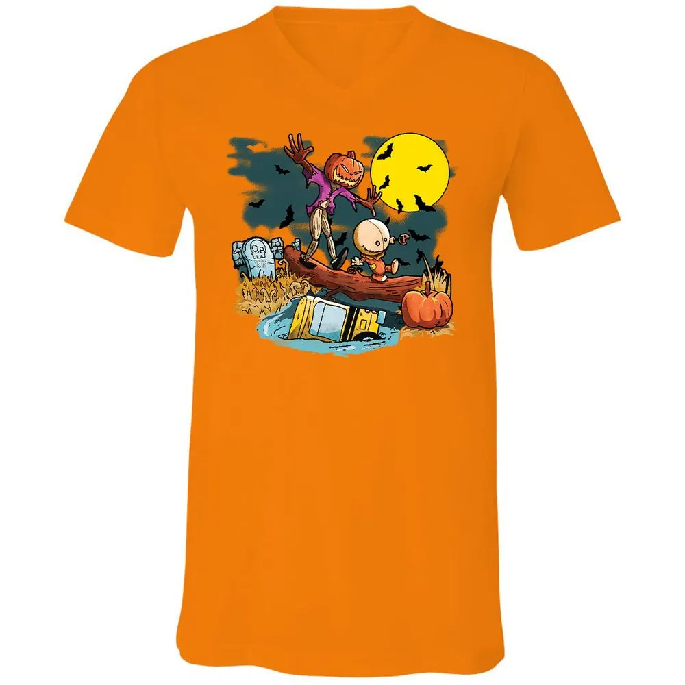 Unisex V-Neck T-Shirt - XW4QV8XY - Orange - 11