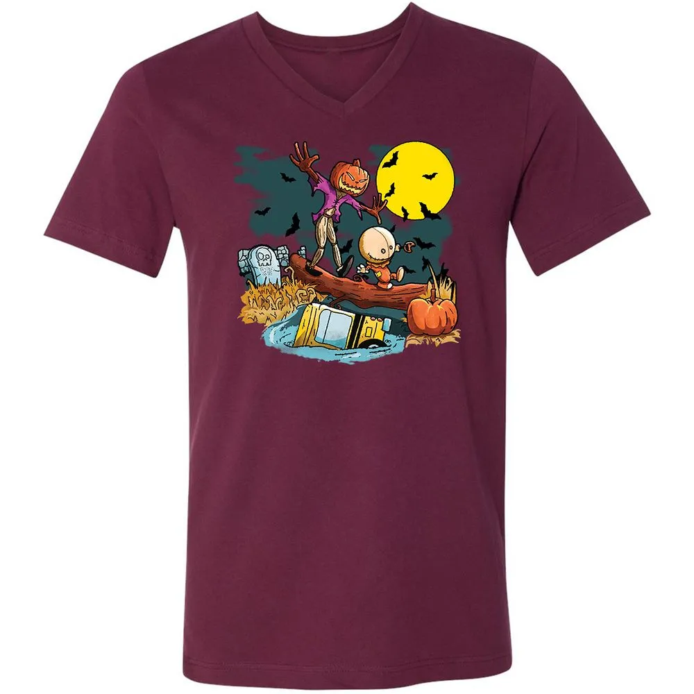 Unisex V-Neck T-Shirt - XW4QV8XY - Maroon - 6