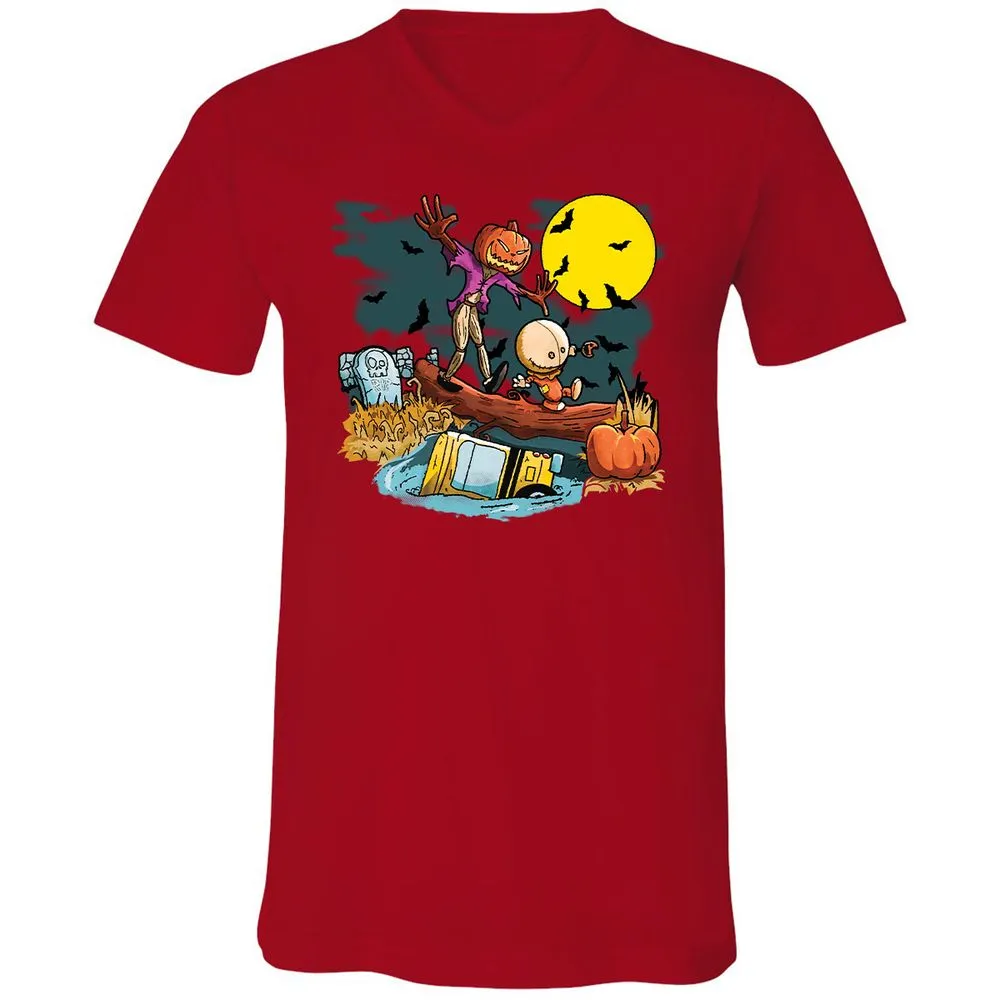 Unisex V-Neck T-Shirt - XW4QV8XY - Red - 3