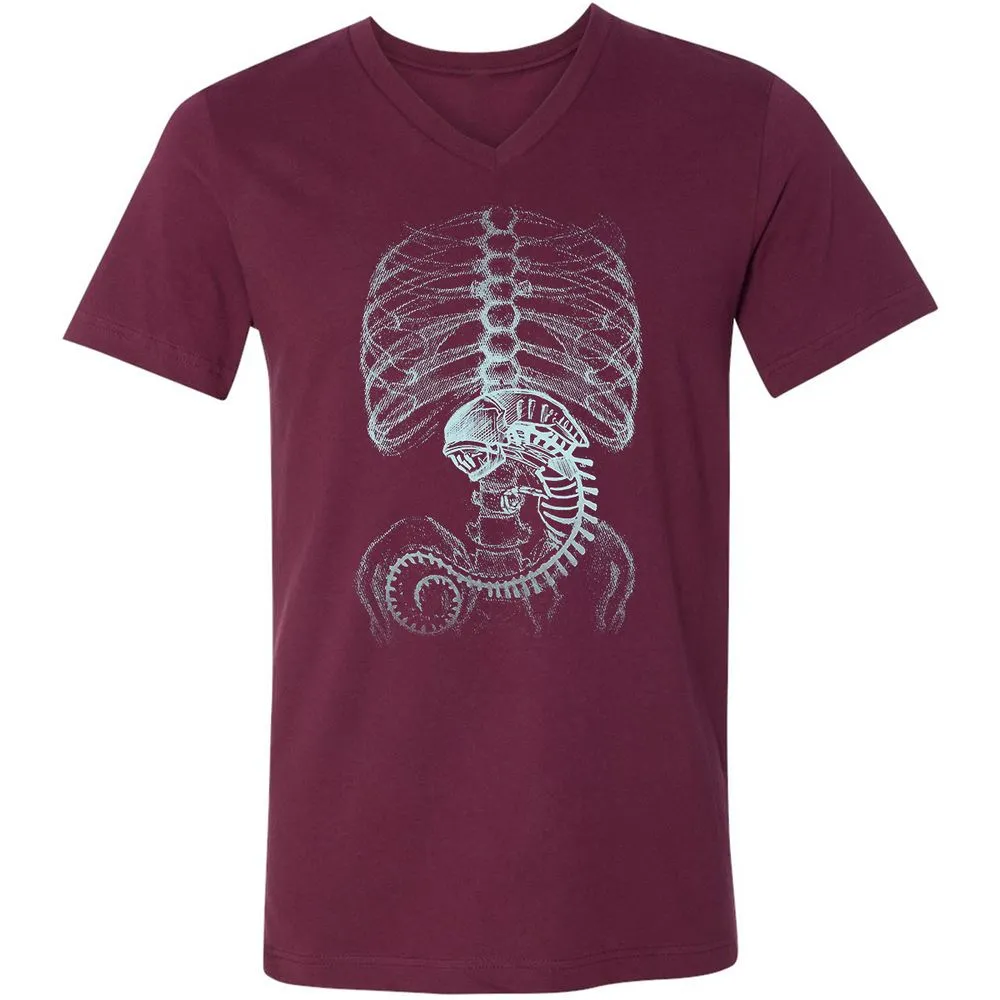 Unisex V-Neck T-Shirt - AXNNW9YT - Maroon - 6