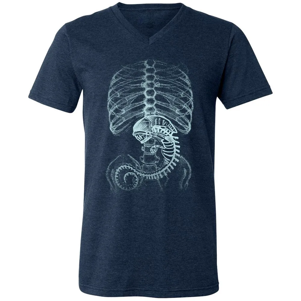 Unisex V-Neck T-Shirt - AXNNW9YT - Heather Navy - 15