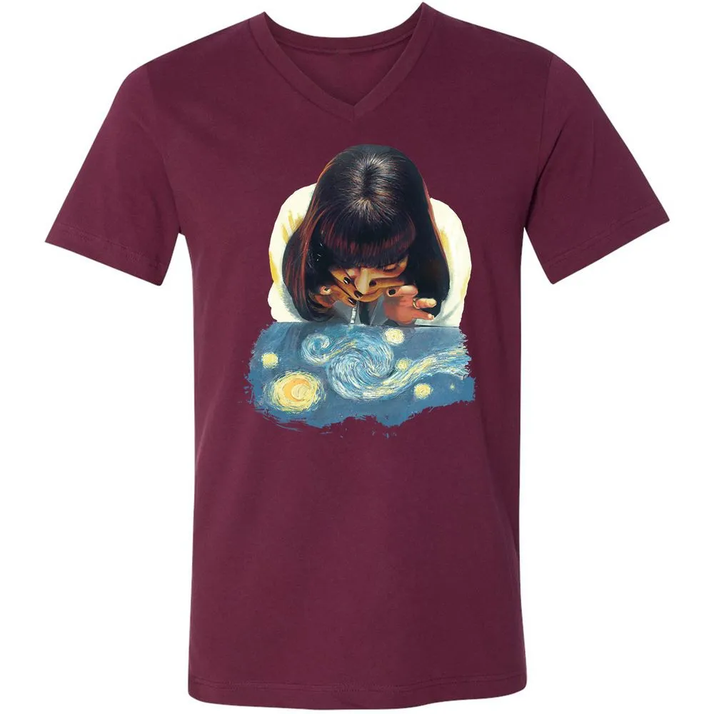 Unisex V-Neck T-Shirt - NCLHZQQT - Maroon - 6