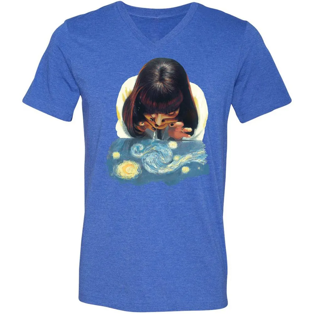 Unisex V-Neck T-Shirt - NCLHZQQT - Heather True Royal - 14