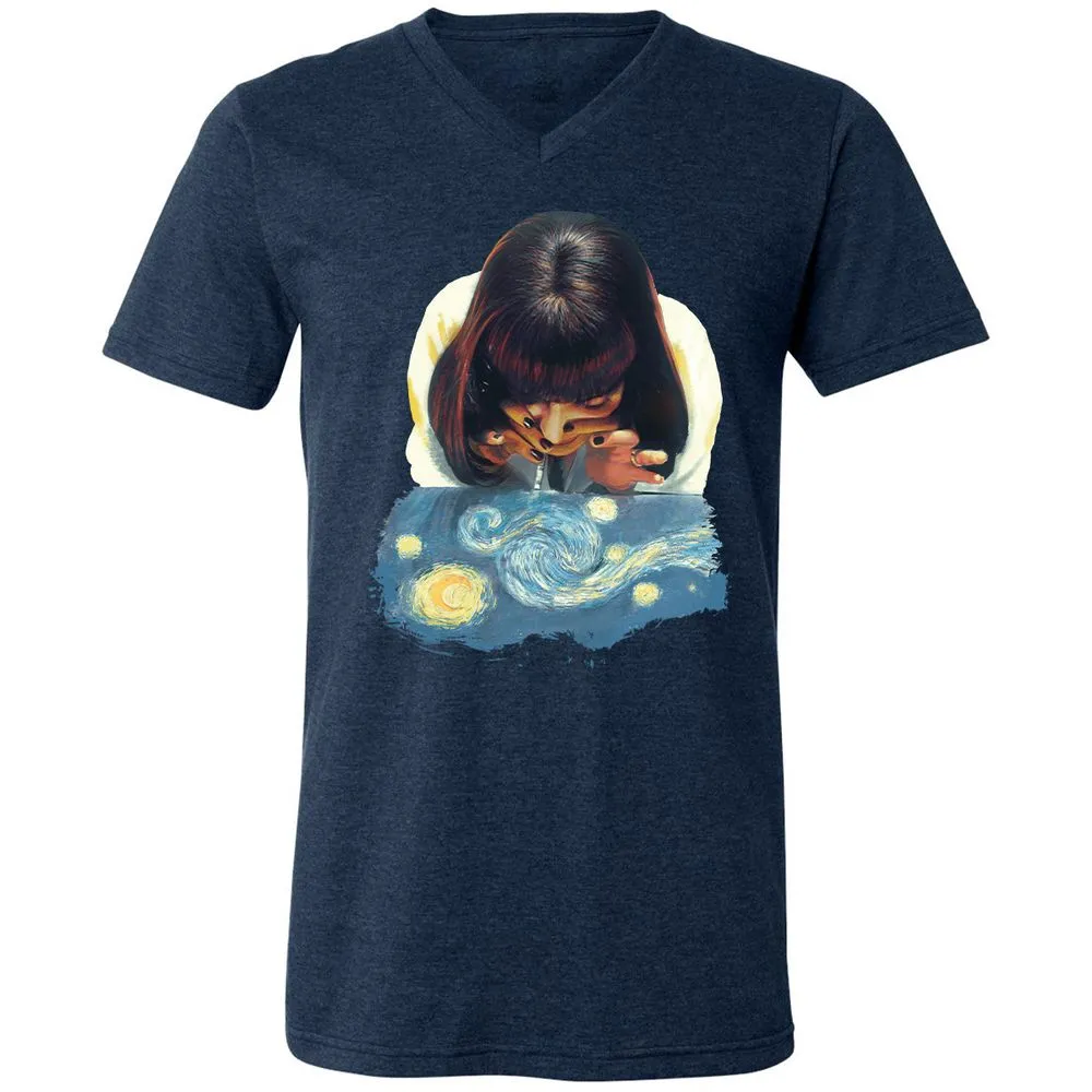 Unisex V-Neck T-Shirt - NCLHZQQT - Heather Navy - 15