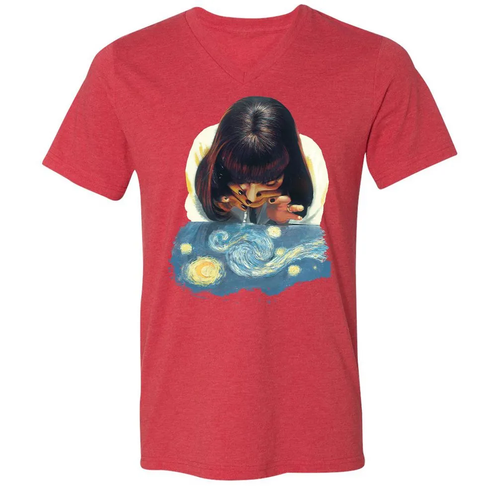 Unisex V-Neck T-Shirt - NCLHZQQT - Heather Red - 16
