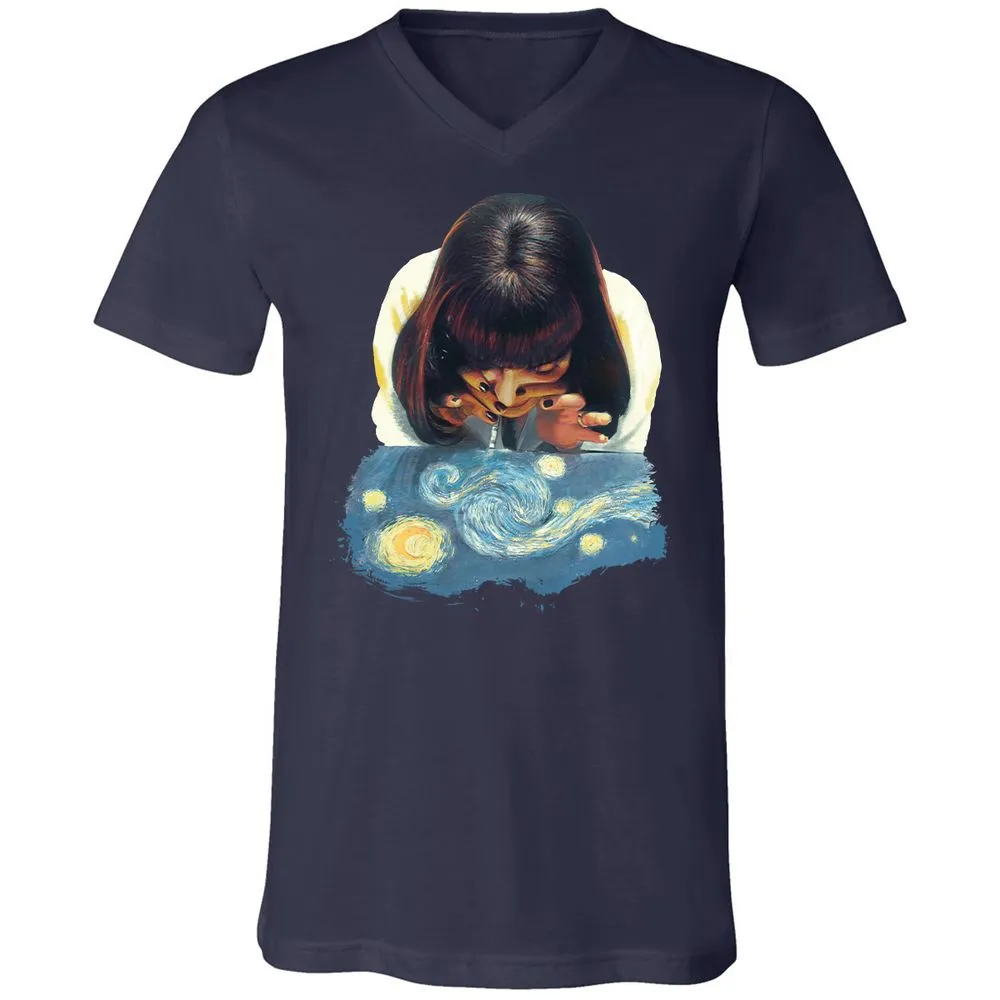Unisex V-Neck T-Shirt - NCLHZQQT - Navy - 2