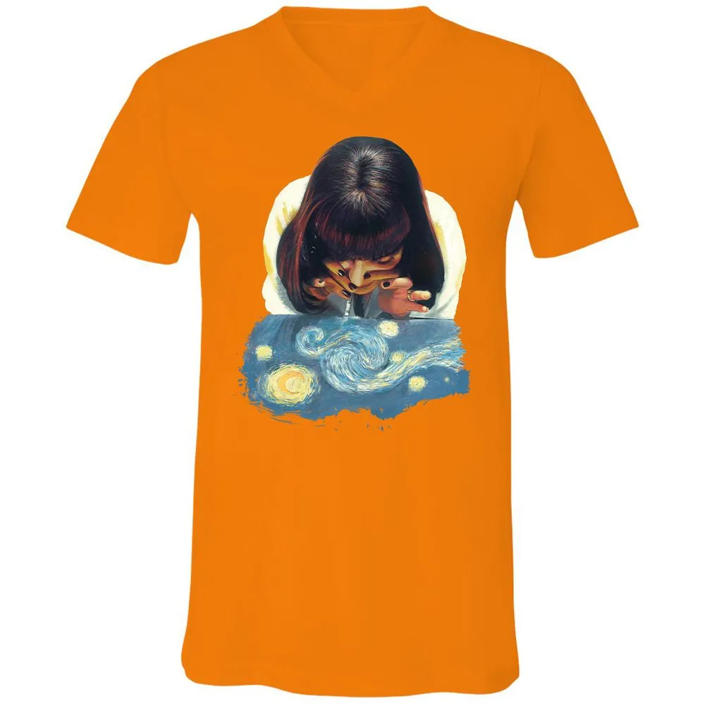 Unisex V-Neck T-Shirt - NCLHZQQT - Orange - 11
