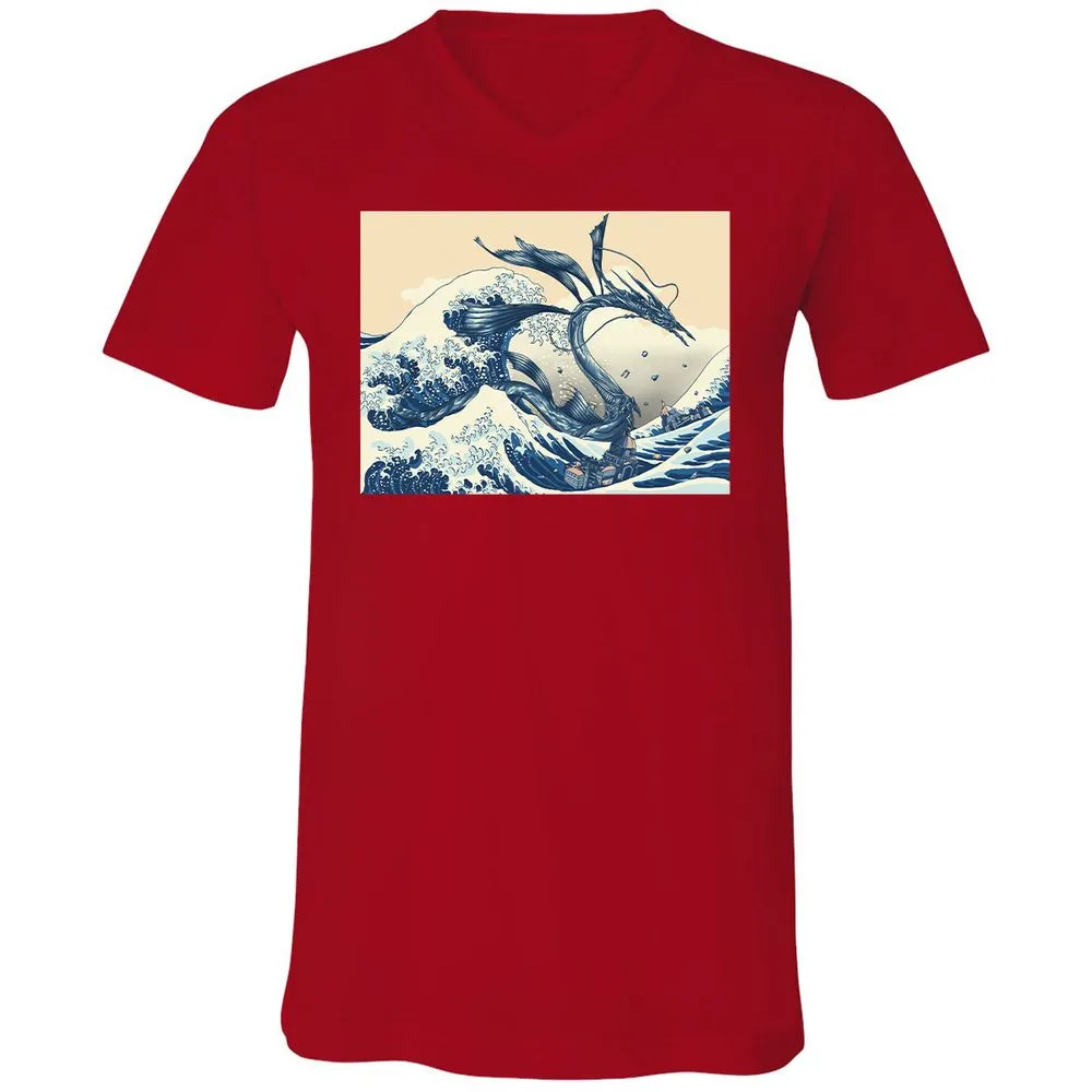 Unisex V-Neck T-Shirt - 6ASM7XRS - Red - 3