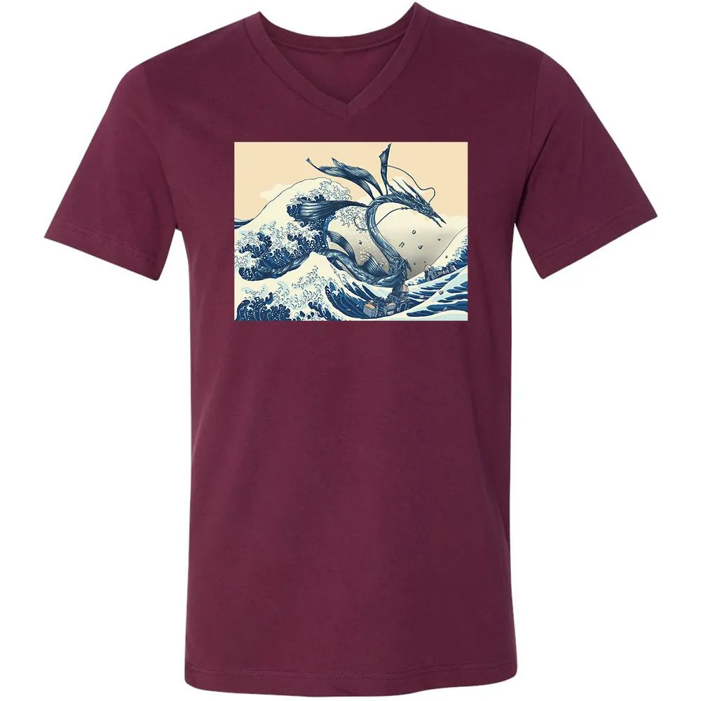 Unisex V-Neck T-Shirt - 6ASM7XRS - Maroon - 6