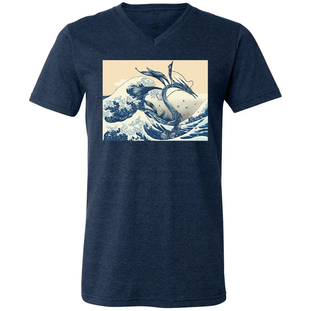 Unisex V-Neck T-Shirt - 6ASM7XRS - Heather Navy - 15