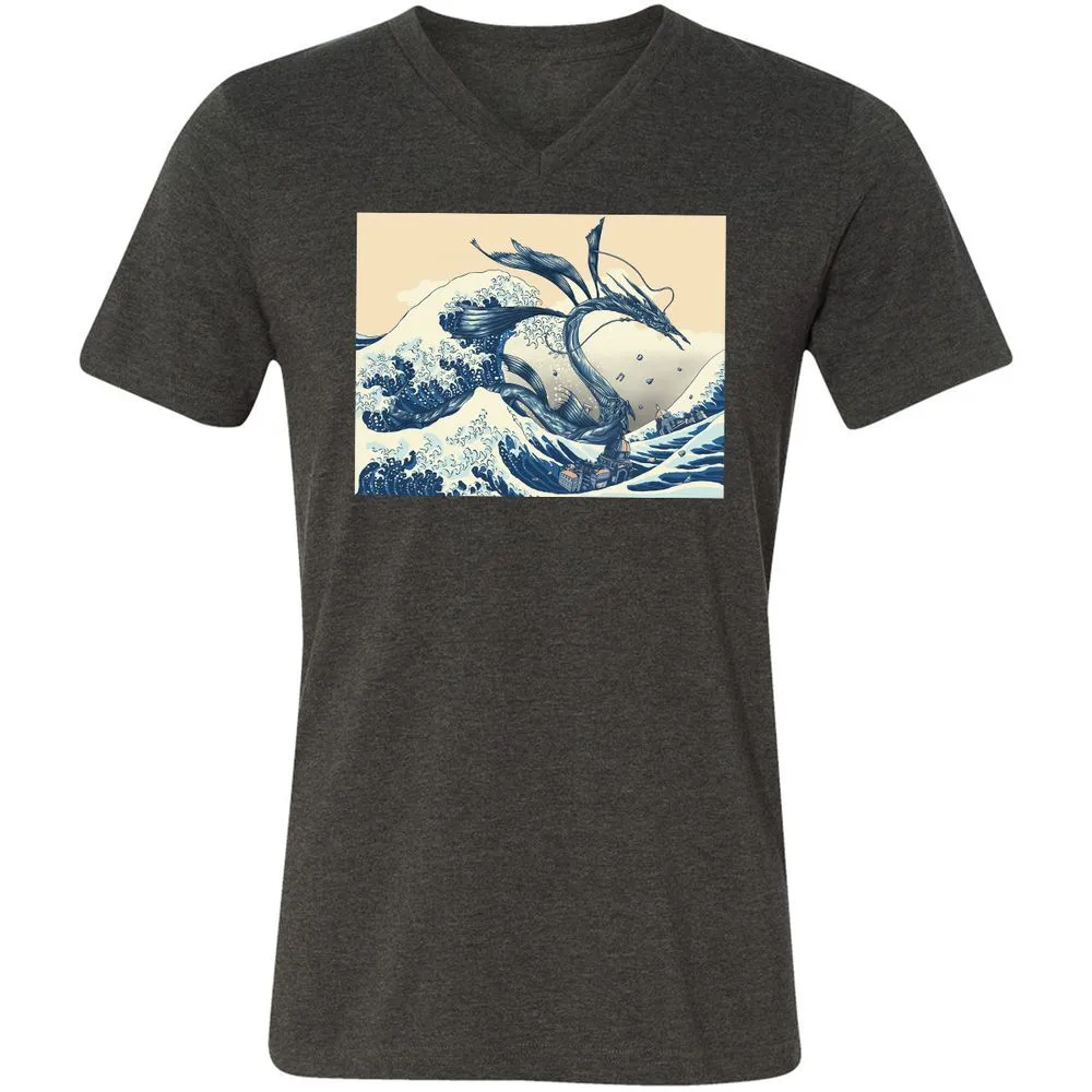Unisex V-Neck T-Shirt - 6ASM7XRS - Dark Grey Heather - 8