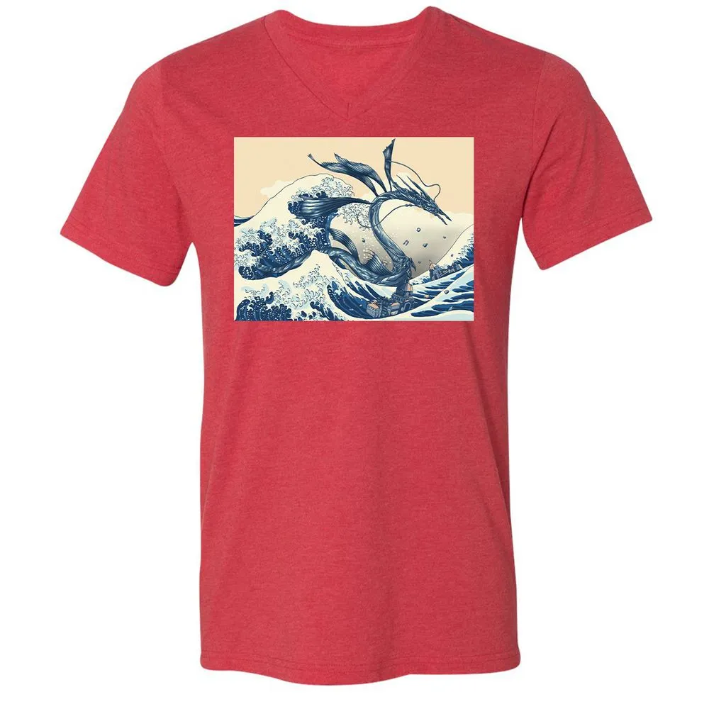 Unisex V-Neck T-Shirt - 6ASM7XRS - Heather Red - 16