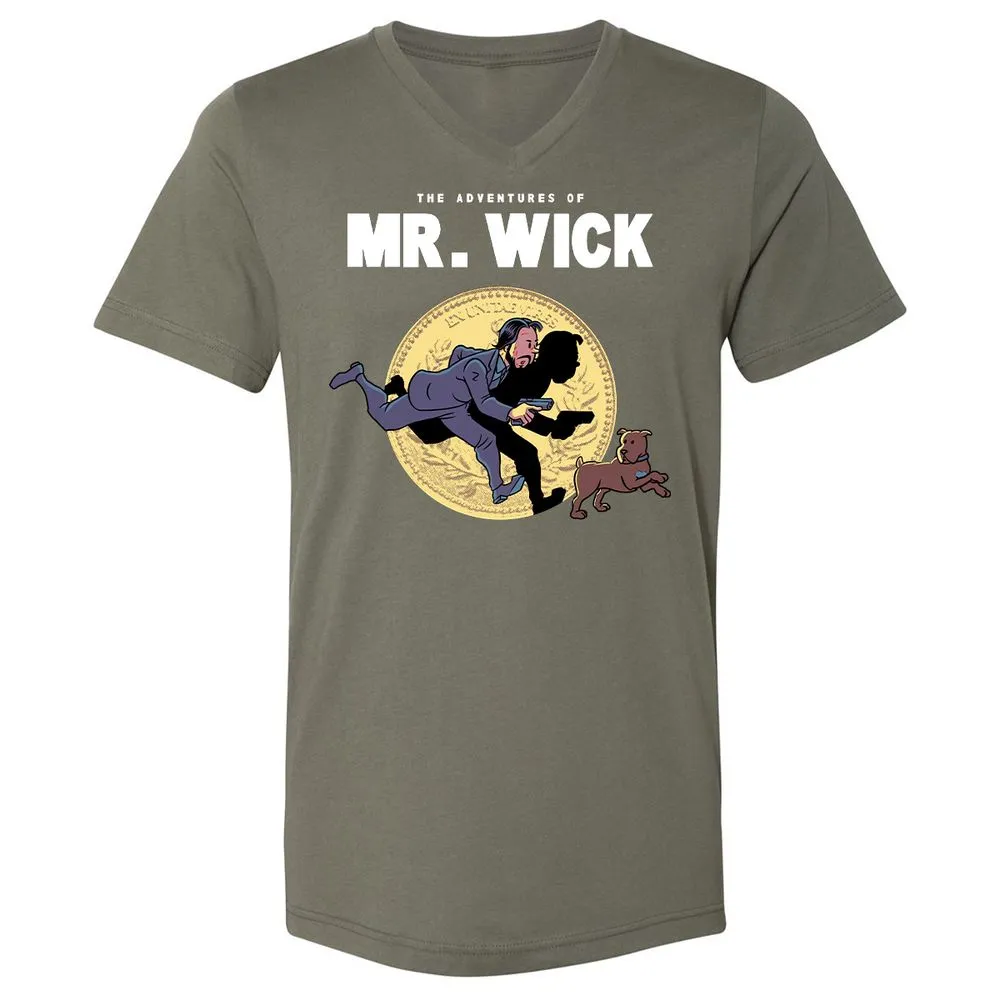 Unisex V-Neck T-Shirt - YWMFPQH7 - Military Green - 10