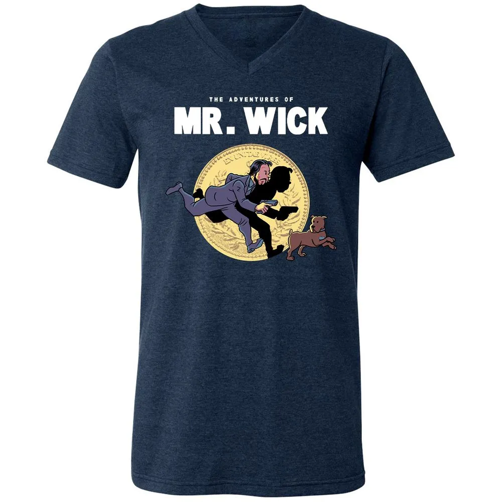 Unisex V-Neck T-Shirt - YWMFPQH7 - Heather Navy - 15