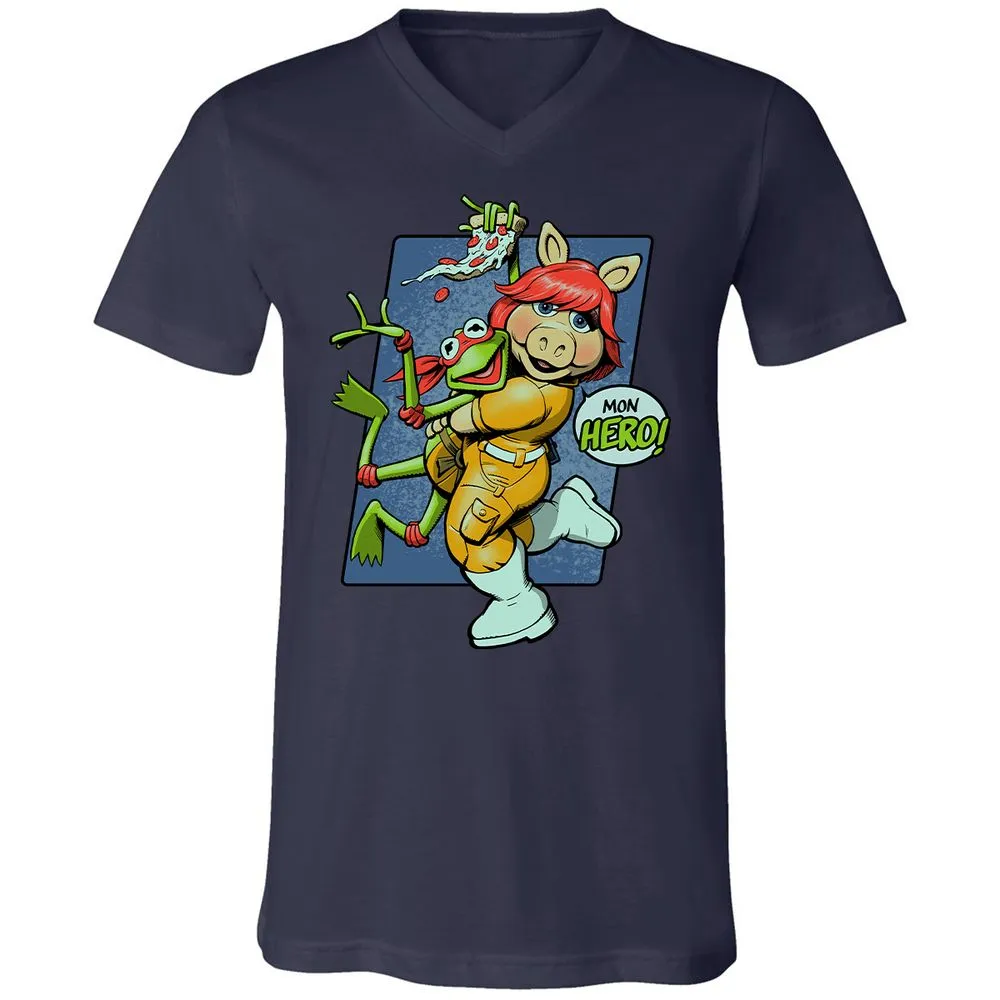Unisex V-Neck T-Shirt - 2HK7NM37 - Navy - 2