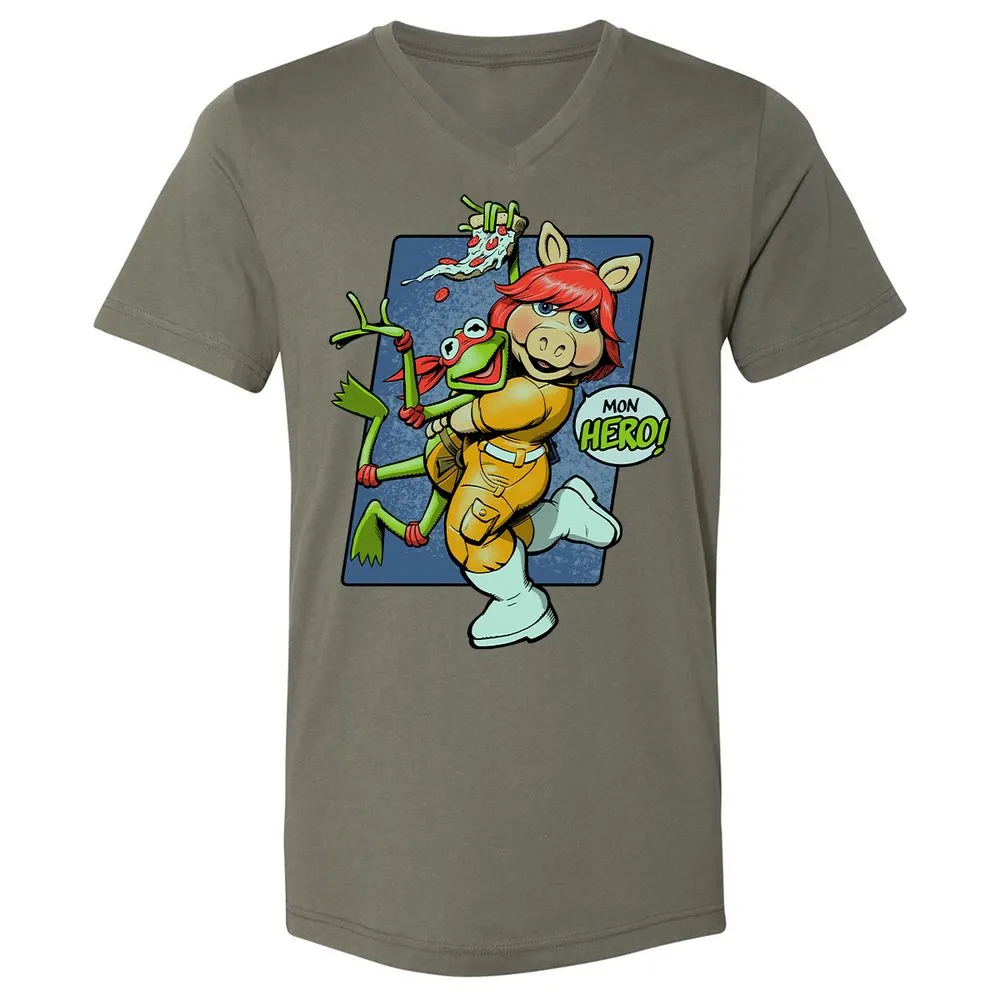 Unisex V-Neck T-Shirt - 2HK7NM37 - Military Green - 10
