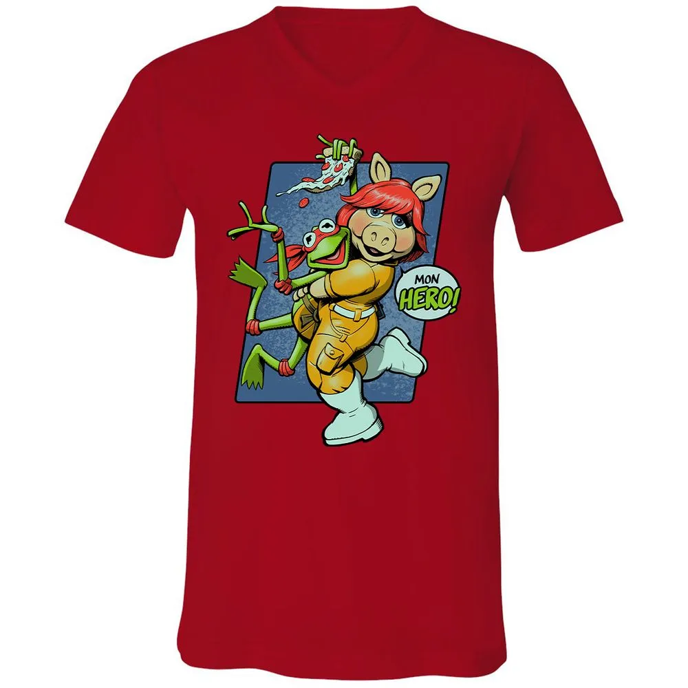 Unisex V-Neck T-Shirt - 2HK7NM37 - Red - 3
