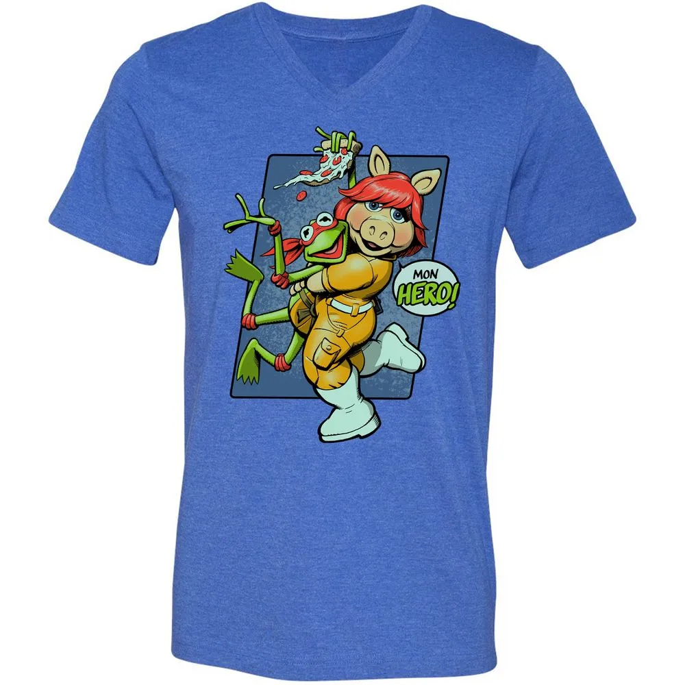 Unisex V-Neck T-Shirt - 2HK7NM37 - Heather True Royal - 14