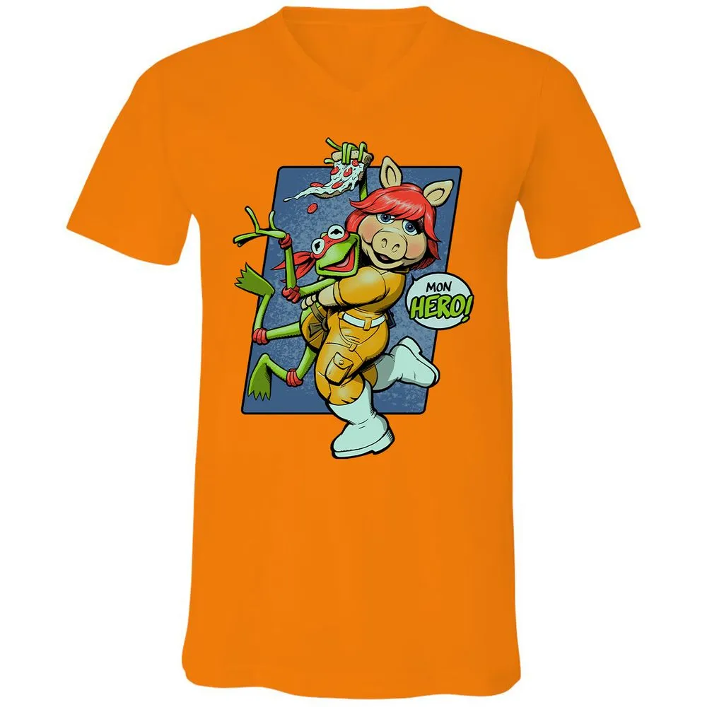 Unisex V-Neck T-Shirt - 2HK7NM37 - Orange - 11