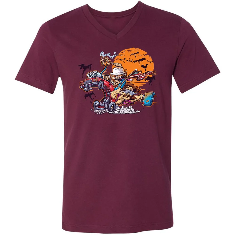 Unisex V-Neck T-Shirt - KZKCJ1RN - Maroon - 6