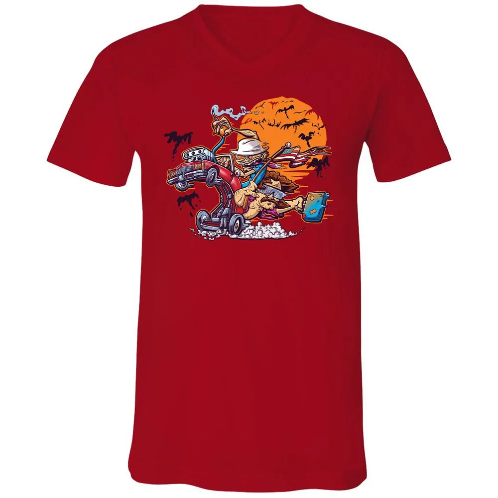 Unisex V-Neck T-Shirt - KZKCJ1RN - Red - 3