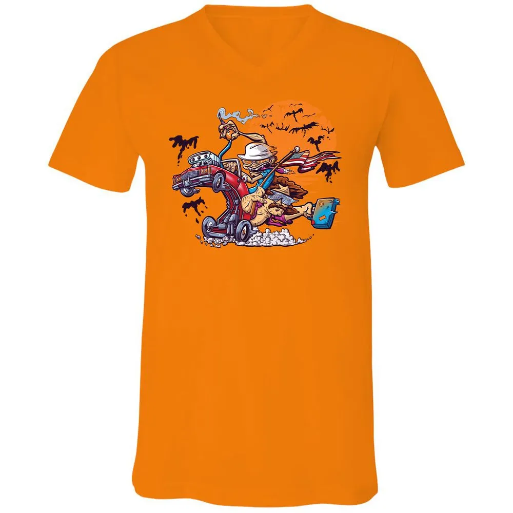 Unisex V-Neck T-Shirt - KZKCJ1RN - Orange - 11