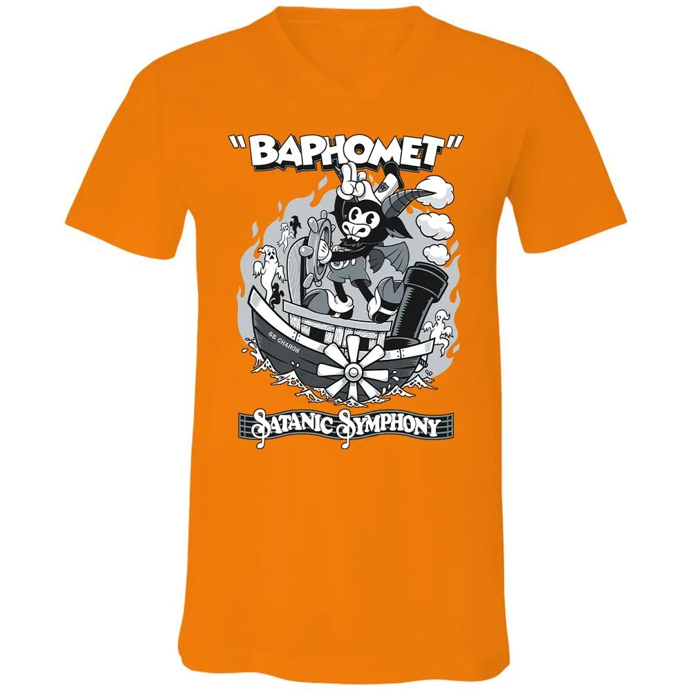 Unisex V-Neck T-Shirt - QA8MJJUX - Orange - 11