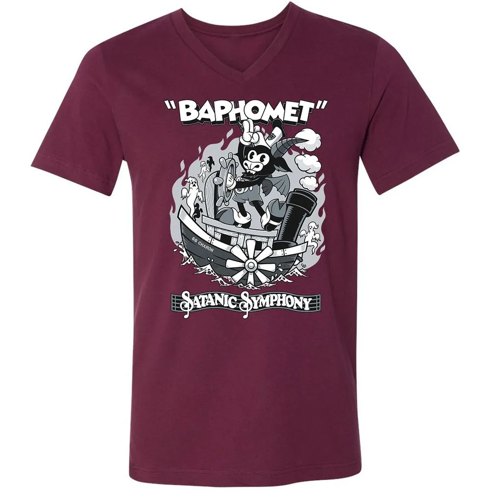 Unisex V-Neck T-Shirt - QA8MJJUX - Maroon - 6