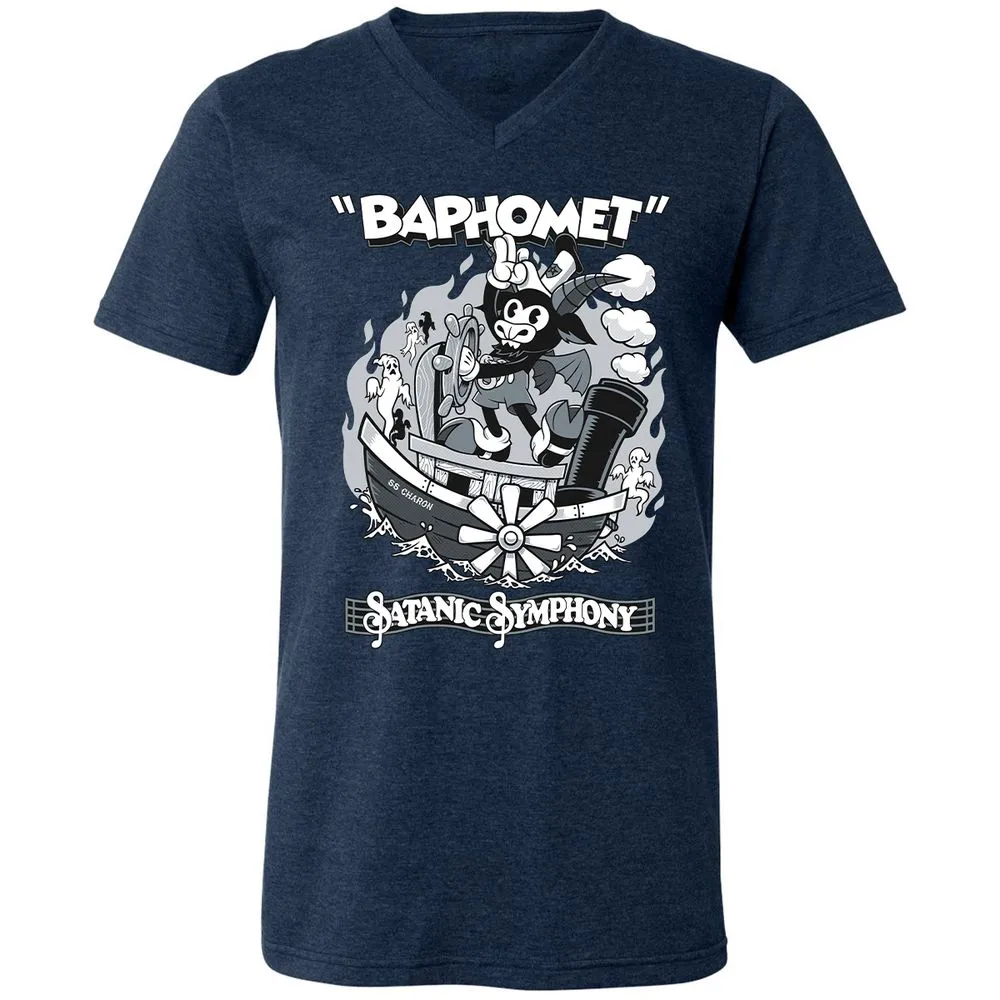 Unisex V-Neck T-Shirt - QA8MJJUX - Heather Navy - 15
