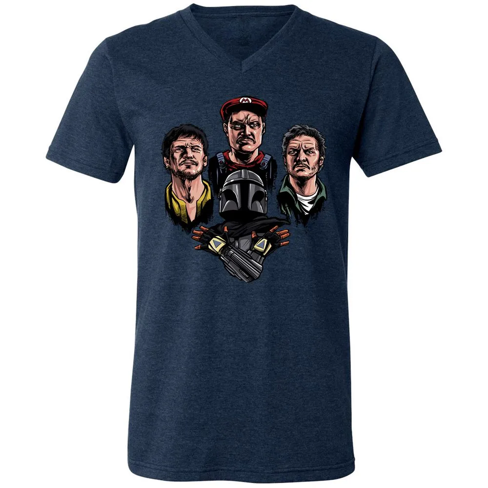 Unisex V-Neck T-Shirt - X2WMSSUK - Heather Navy - 15