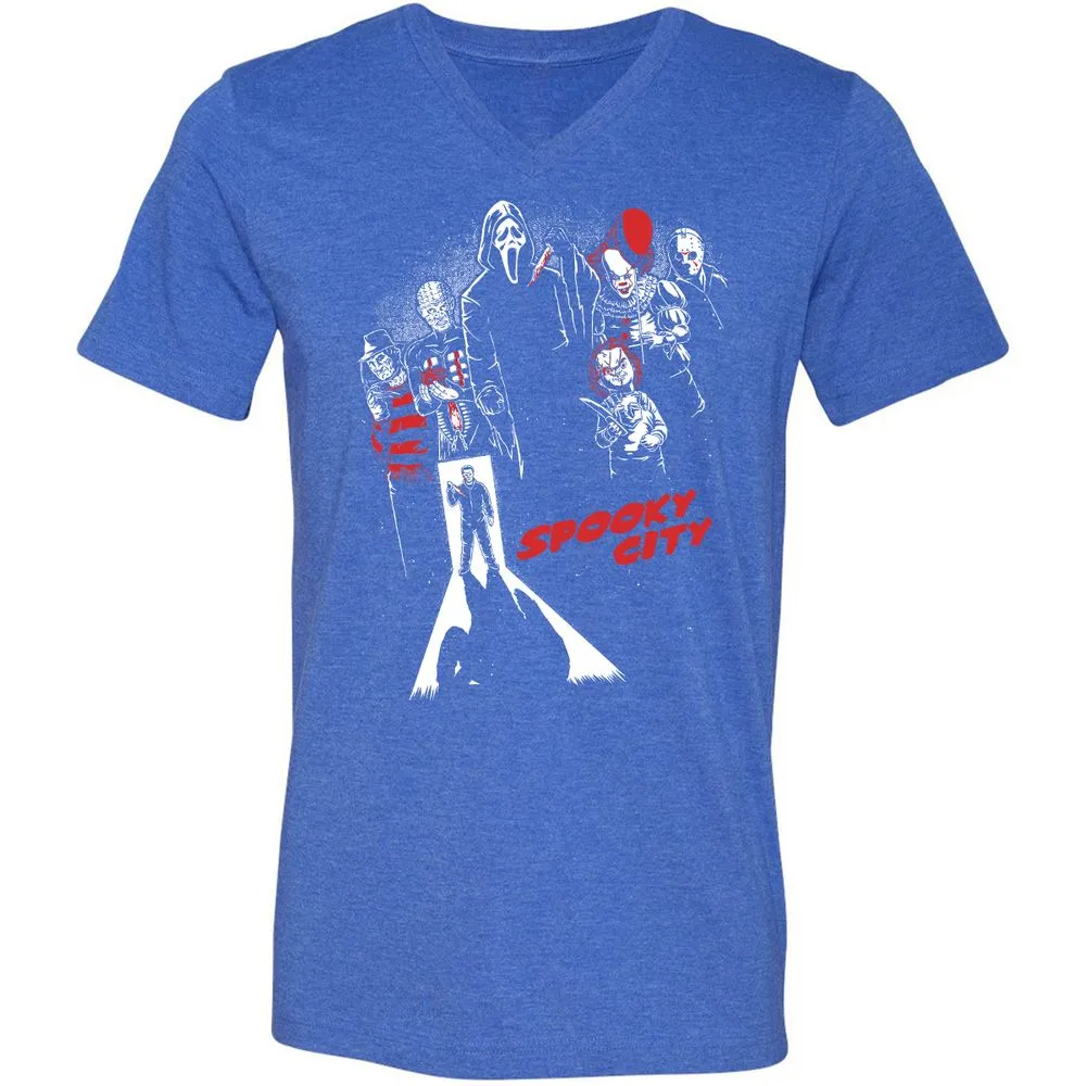 Unisex V-Neck T-Shirt - TA5EA8AE - Heather True Royal - 14