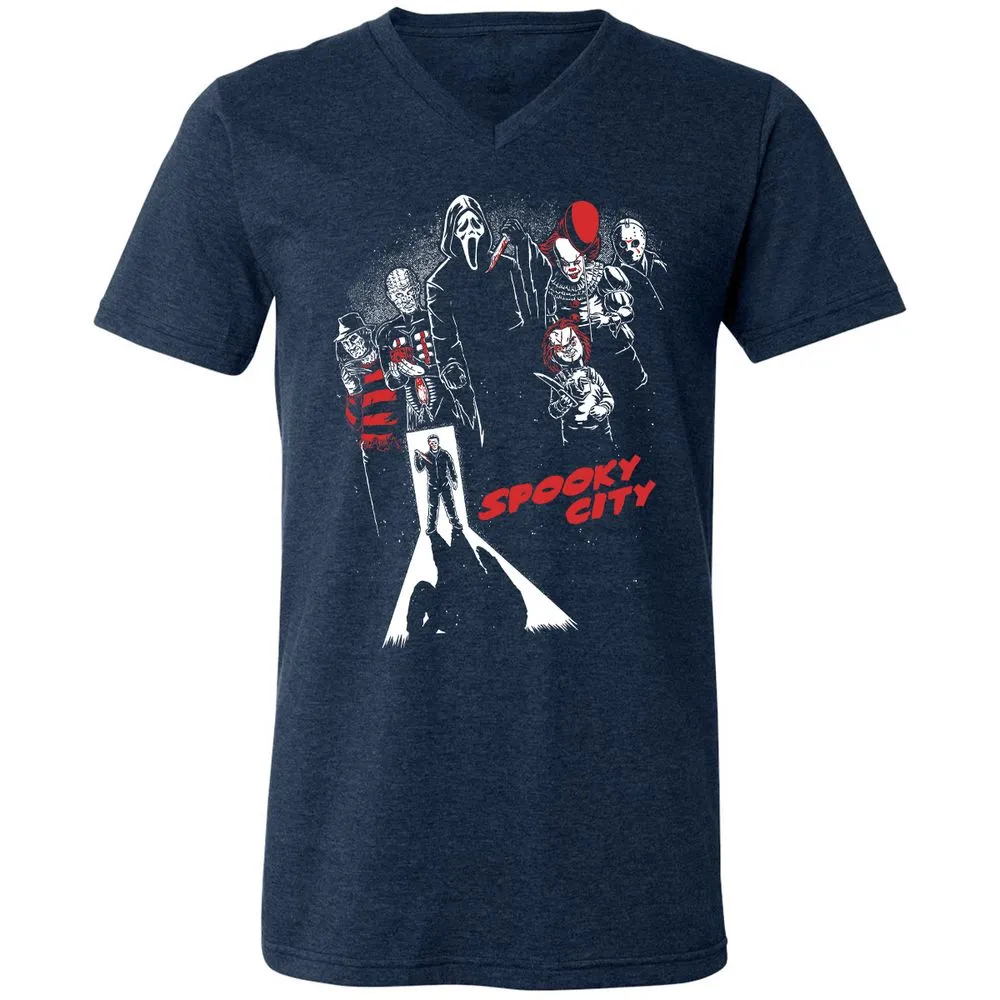 Unisex V-Neck T-Shirt - TA5EA8AE - Heather Navy - 15