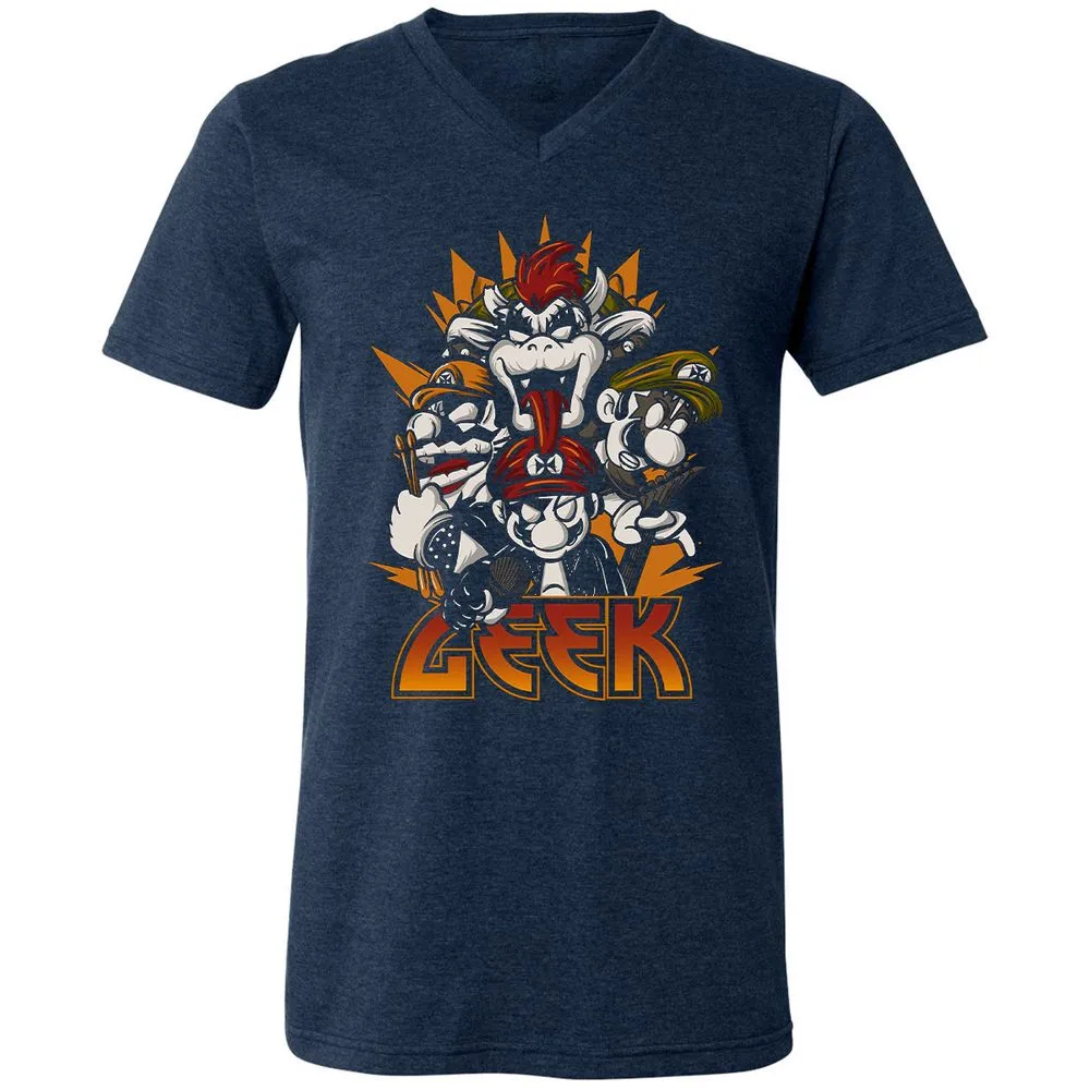 Unisex V-Neck T-Shirt - L9SLEL7E - Heather Navy - 15