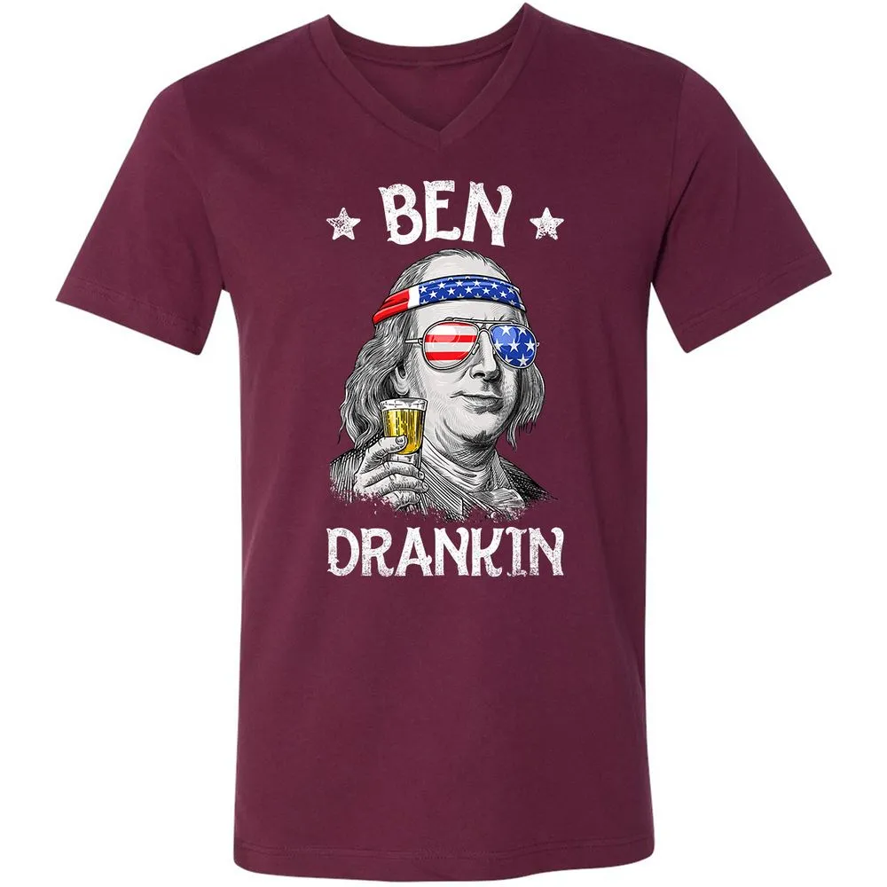 Unisex V-Neck T-Shirt - 8LX3S7S1 - Maroon - 6