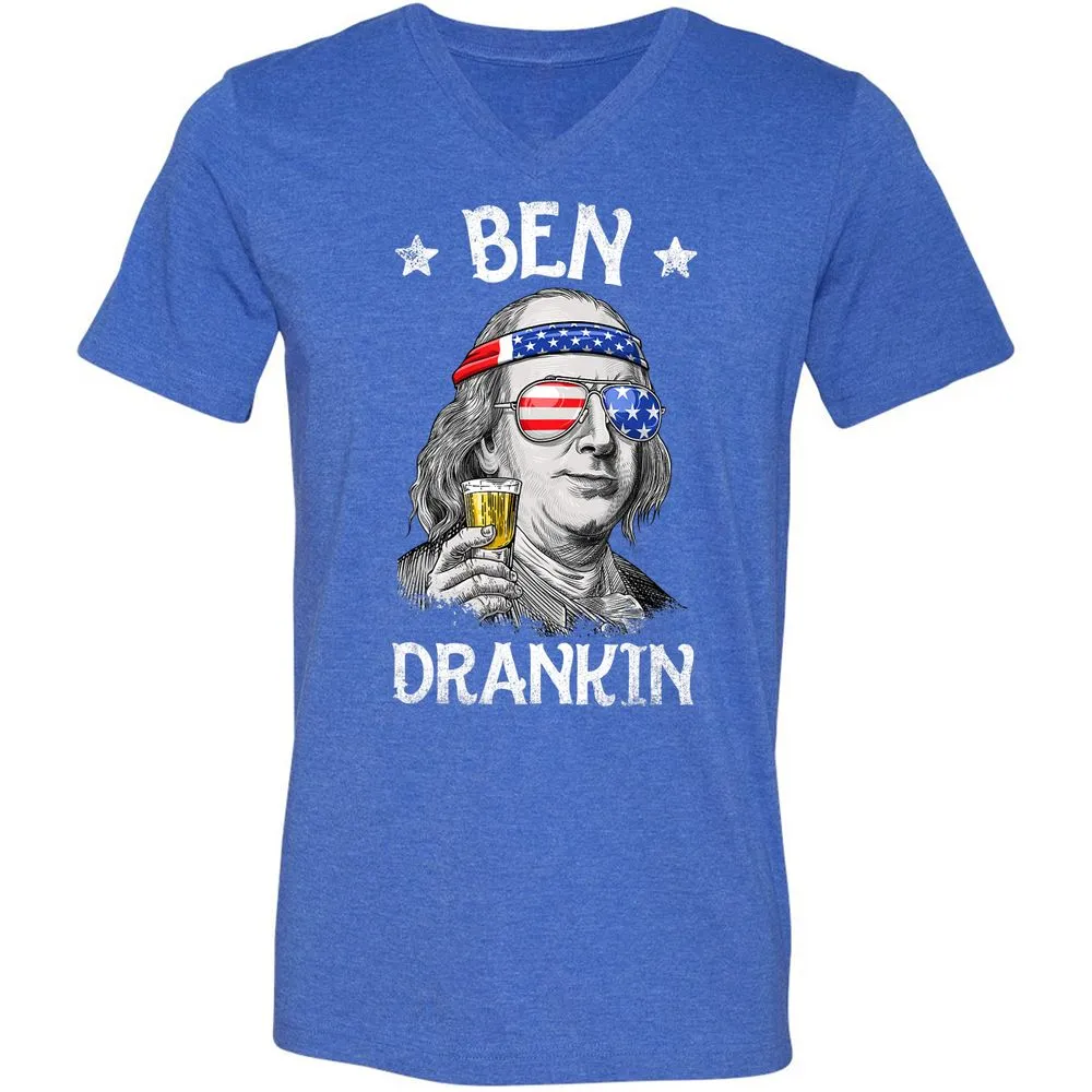 Unisex V-Neck T-Shirt - 8LX3S7S1 - Heather True Royal - 14