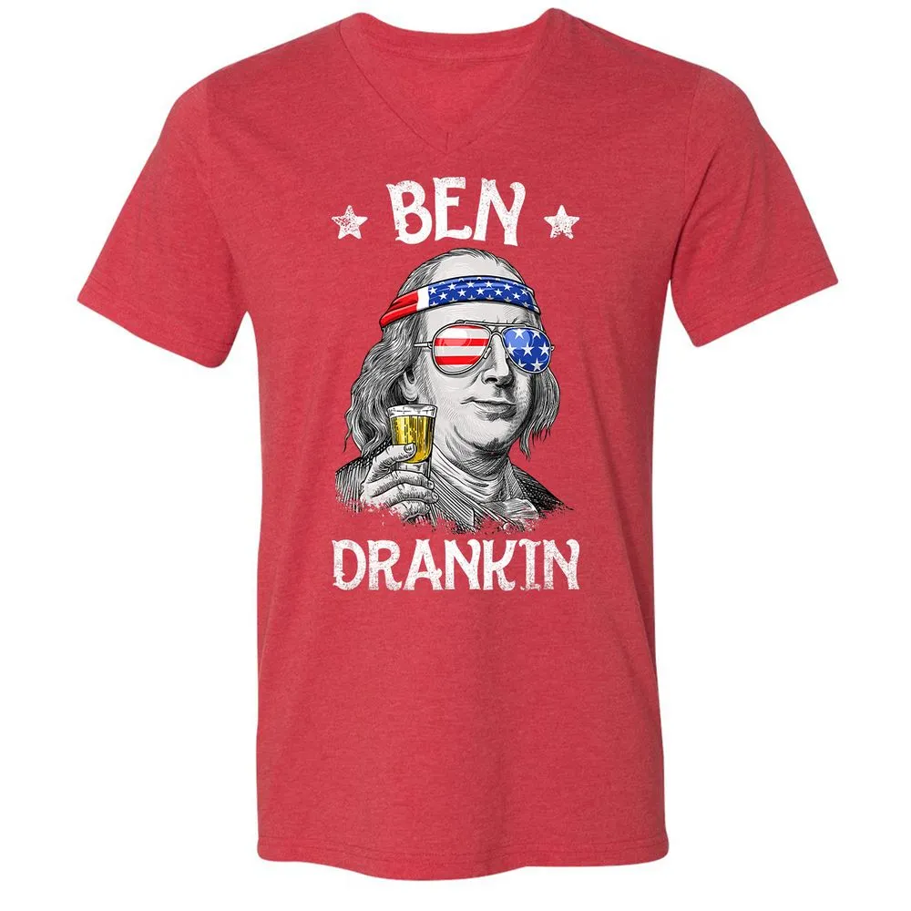 Unisex V-Neck T-Shirt - 8LX3S7S1 - Heather Red - 16