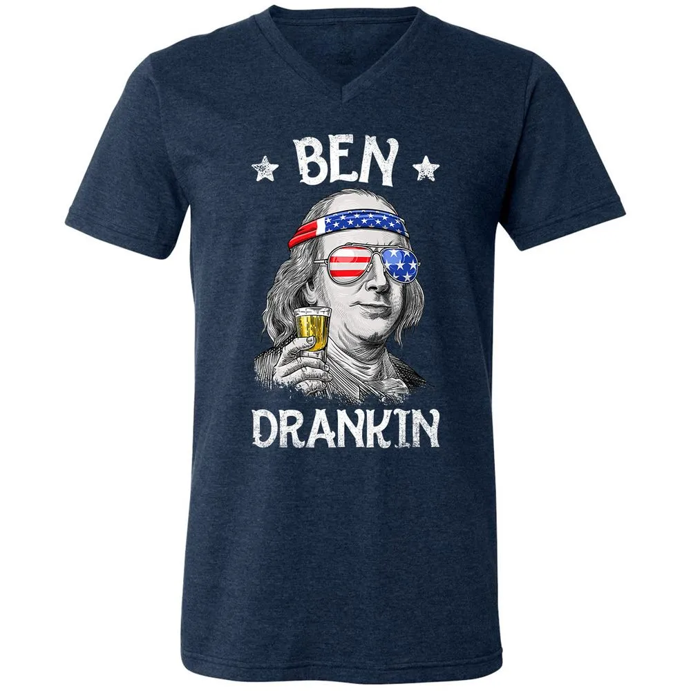 Unisex V-Neck T-Shirt - 8LX3S7S1 - Heather Navy - 15