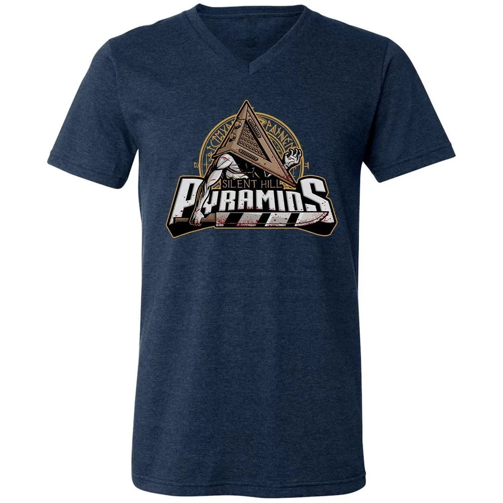 Unisex V-Neck T-Shirt - YXBG6ET9 - Heather Navy - 15