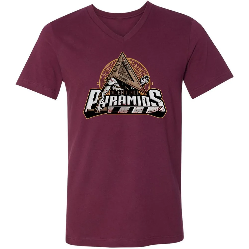 Unisex V-Neck T-Shirt - YXBG6ET9 - Maroon - 6